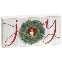Joy Wreath Rectangle Box Sign - The Fox Decor
