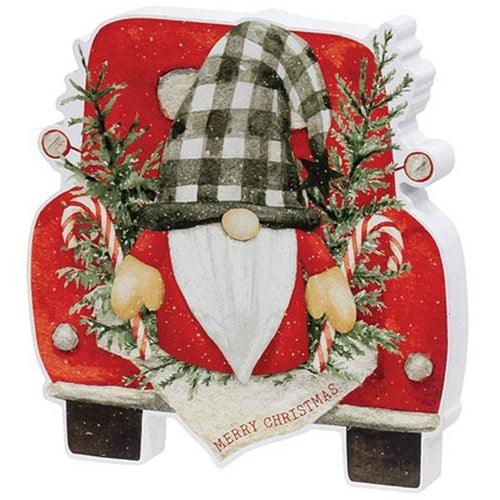 Merry Christmas Gnome & Pine Chunky Truck Sitter - The Fox Decor
