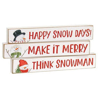 Happy Snow Days Snowman Mini Stick 3 Asstd - The Fox Decor