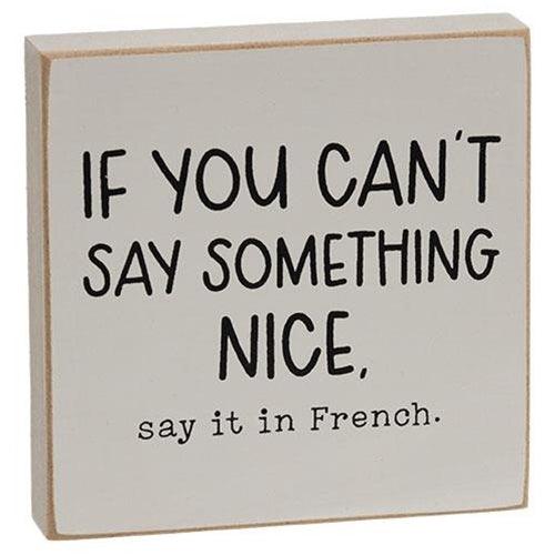 Say It In French Square Block 2 Asstd - The Fox Decor