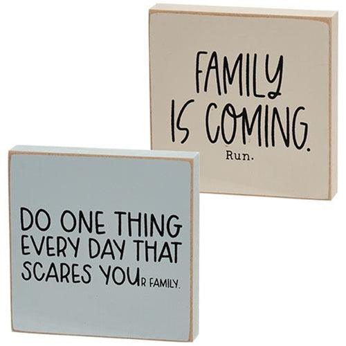 Family is Coming Square Block 2 Asstd - The Fox Decor