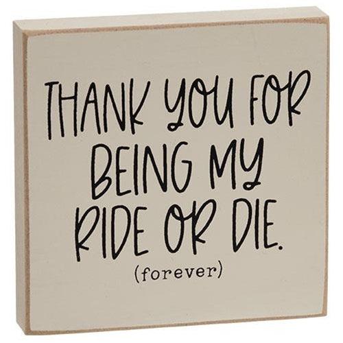 My Ride or Die Square Block 2 Asstd - The Fox Decor