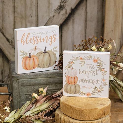 Plentiful Blessings Watercolor Box Sign 2 Asstd - The Fox Decor