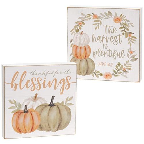 Plentiful Blessings Watercolor Box Sign 2 Asstd - The Fox Decor