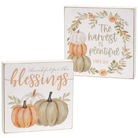 Plentiful Blessings Watercolor Box Sign 2 Asstd - The Fox Decor