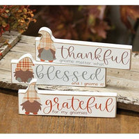 Thankful Grateful Blessed Gnome Block 3 Asstd - The Fox Decor
