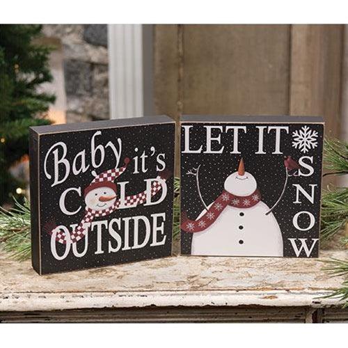 Baby It's Cold Let It Snow Box Sign 2 Asstd - The Fox Decor