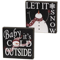 Baby It's Cold Let It Snow Box Sign 2 Asstd - The Fox Decor
