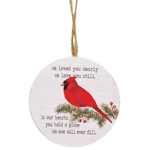 We Loved You Dearly Round Cardinal Ornament 2 Asstd - The Fox Decor