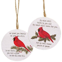 We Loved You Dearly Round Cardinal Ornament 2 Asstd - The Fox Decor