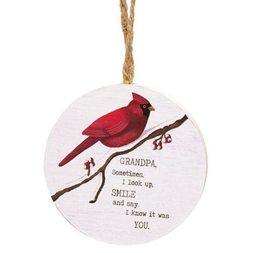 Grandma Grandpa Round Cardinal Ornament 2 Asstd - The Fox Decor