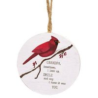 Grandma Grandpa Round Cardinal Ornament 2 Asstd - The Fox Decor