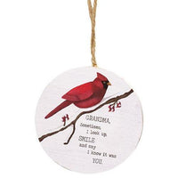 Grandma Grandpa Round Cardinal Ornament 2 Asstd - The Fox Decor