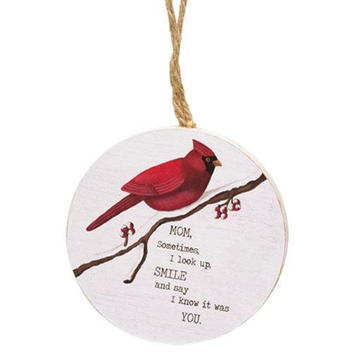 Mom Dad Round Cardinal Ornament 2 Asstd - The Fox Decor