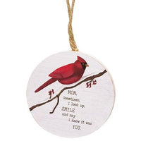 Mom Dad Round Cardinal Ornament 2 Asstd - The Fox Decor