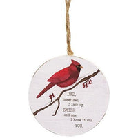 Mom Dad Round Cardinal Ornament 2 Asstd - The Fox Decor
