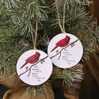 Mom Dad Round Cardinal Ornament 2 Asstd - The Fox Decor