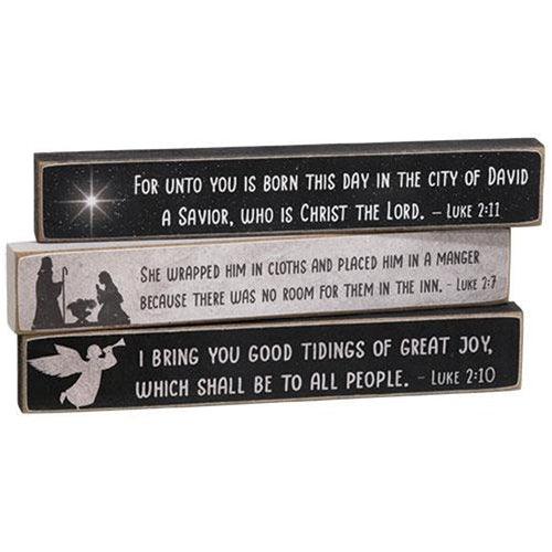 Nativity Verse Mini Stick 3 Asstd - The Fox Decor