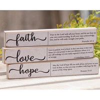 Faith Hope Love Bible Verse Mini Stick 3 Asstd - The Fox Decor