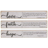 Faith Hope Love Bible Verse Mini Stick 3 Asstd - The Fox Decor