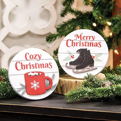 Cozy Christmas Round Easel Sign 2 Asstd - The Fox Decor