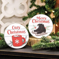 Cozy Christmas Round Easel Sign 2 Asstd - The Fox Decor