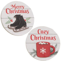 Cozy Christmas Round Easel Sign 2 Asstd - The Fox Decor
