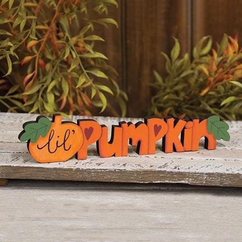 Lil Pumpkin Wooden Cutout Word Sitter - The Fox Decor