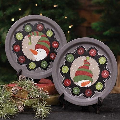 Snowman Penny Mat Plate 2 Asstd - The Fox Decor