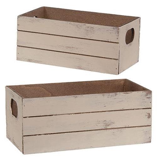2 Set Distressed Wooden Mini Crates - The Fox Decor