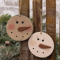 Distressed Wooden Blushing Snowman Ornament 2 Asstd - The Fox Decor