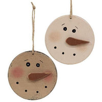 Distressed Wooden Blushing Snowman Ornament 2 Asstd - The Fox Decor