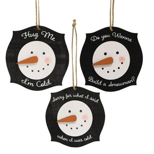 Snowman Hug Ornament 3 Asstd - The Fox Decor