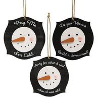 Snowman Hug Ornament 3 Asstd - The Fox Decor