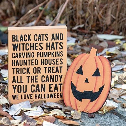 2 Set Black Cats & Witches Hats Box Sign with Jack Easel - The Fox Decor