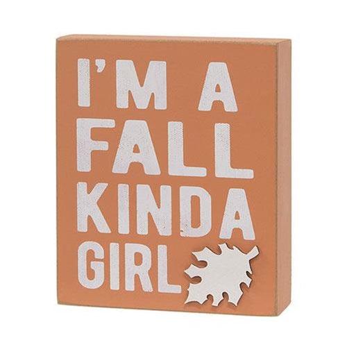 2 Set Fall Kinda Girl Box Sign with Happy Fall Pumpkins Truck Sitter - The Fox Decor