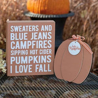2 Set Sweaters and Blue Jeans Box Sign with Hello Pumpkin Easel - The Fox Decor