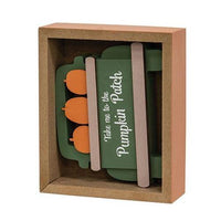 2 Set Fall on the Farm Box Sign with Pumpkin Patch Truck Sitter - The Fox Decor