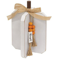 Medium Fall Words Charm Wooden Interlocking Pumpkin 2 Asstd - The Fox Decor
