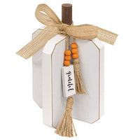 Small Fall Words Charm Wooden Interlocking Pumpkin 2 Asstd - The Fox Decor