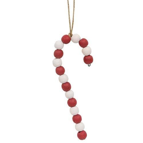 Large Wooden Bead Candy Cane Ornament - The Fox Decor