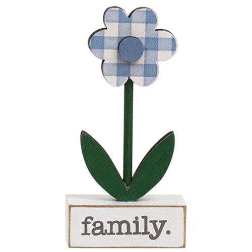 3 Set Home Blessed Family Gingham Check Daisies on Base - The Fox Decor