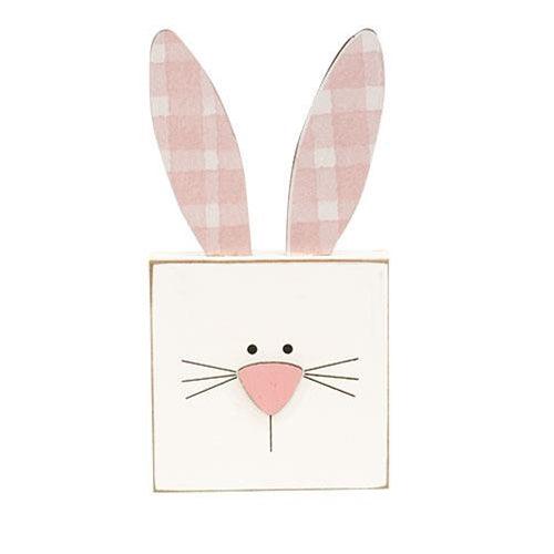 Plaid Ear Bunny Block Sitter 3 Asstd - The Fox Decor