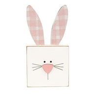 Plaid Ear Bunny Block Sitter 3 Asstd - The Fox Decor