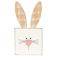 Plaid Ear Bunny Block Sitter 3 Asstd - The Fox Decor