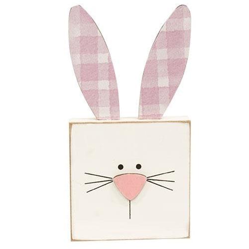 Plaid Ear Bunny Block Sitter 3 Asstd - The Fox Decor