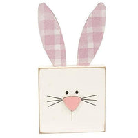 Plaid Ear Bunny Block Sitter 3 Asstd - The Fox Decor