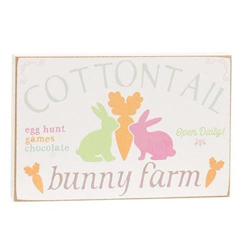 Cottontail Bunny Farm Block Sign 2 Asstd - The Fox Decor