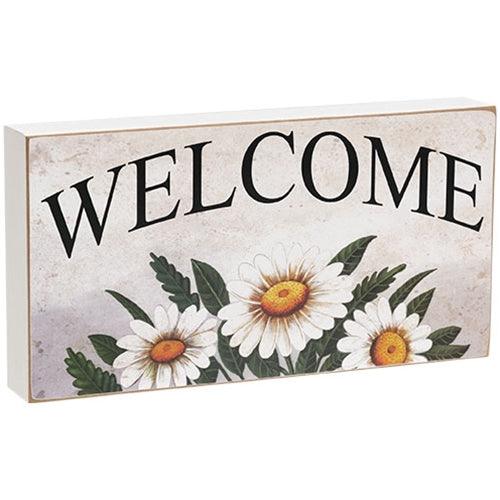 Distressed Daisy Welcome Box Sign - The Fox Decor