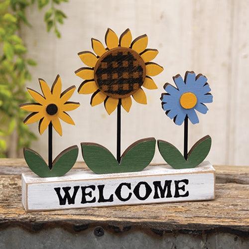 Welcome Triple Flower Sitter - The Fox Decor